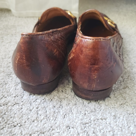 Sesto Meucci Brown Woven Loafers with Gold Accents - Picture 5 of 10